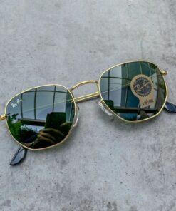 RAY-BAN New Stylish Attractive Green & Gold 3447 Round Sunglass For Unisex
